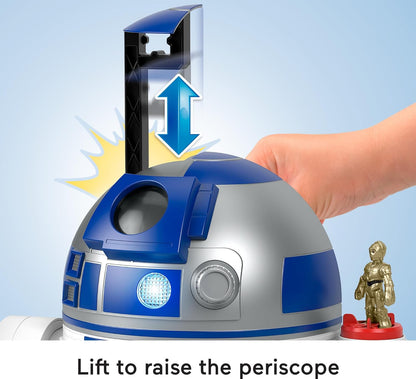 Brinquedo Fisher-Price Imaginext STAR WARS R2-D2 (44,5 cm de altura) com luzes e sons e chave metálica do personagem C-3PO para crianças a partir de 3 anos, HXG52