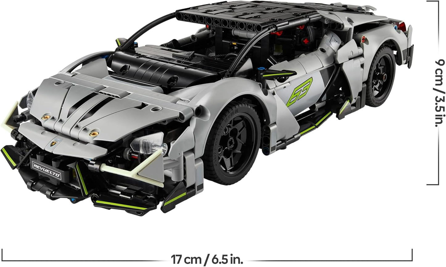LEGO Technic Lamborghini Revuelto Super Sports Car Toy - Modelo de carro controlado remotamente com luzes, direção e um hub de bateria recarregável - Presente para meninos a partir de 10 anos - 42214