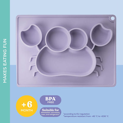 Dentistar Jogo americano de silicone  Prato para bebês de silicone 100% de qualidade alimentar - Tapete para bebês de silicone antiderrapante - Microondas,