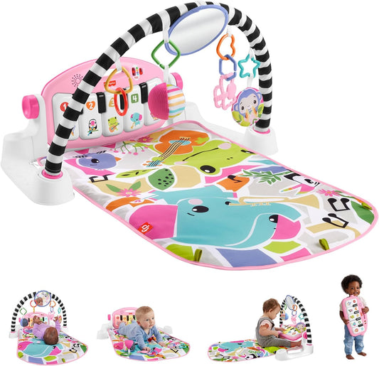 Fisher-Price Tapete de Atividades para Bebês: Brilha e Cresce, Piano e Ginásio para Chutar e Brincar, Brinquedo Musical Portátil com Aprendizado Inteligente, para Bebês a partir de 0 Meses, Rosa, Versão em Inglês (Queensland), HYH63