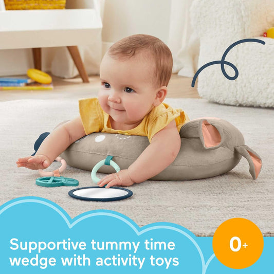 Fisher-Price Cunha Tummy Time Fawn com 3 brinquedos sensoriais para bebês para recém-nascidos, HJJ16