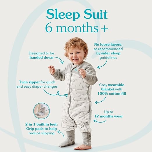 Love To Dream™ Macacão de dormir Organic Lite com pernas | Manga curta, cobertor vestível leve | 0,2 Tog Ideal para primavera e verão (24–27 °C) | Algodão lavável à máquina com almofadas antiderrapantes