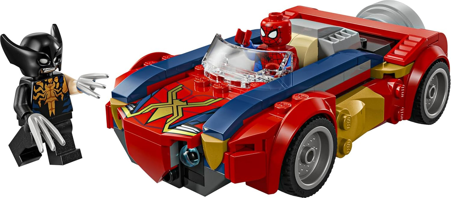 LEGO | Marvel Homem-Aranha Carro vs. Wolverine Venomizado - Brinquedo de Super-Herói com um Modelo de Carro, 2 Minifiguras e 2 Lançadores de Mola - Presente para Meninos e Fãs a partir de 7 Anos - 76336