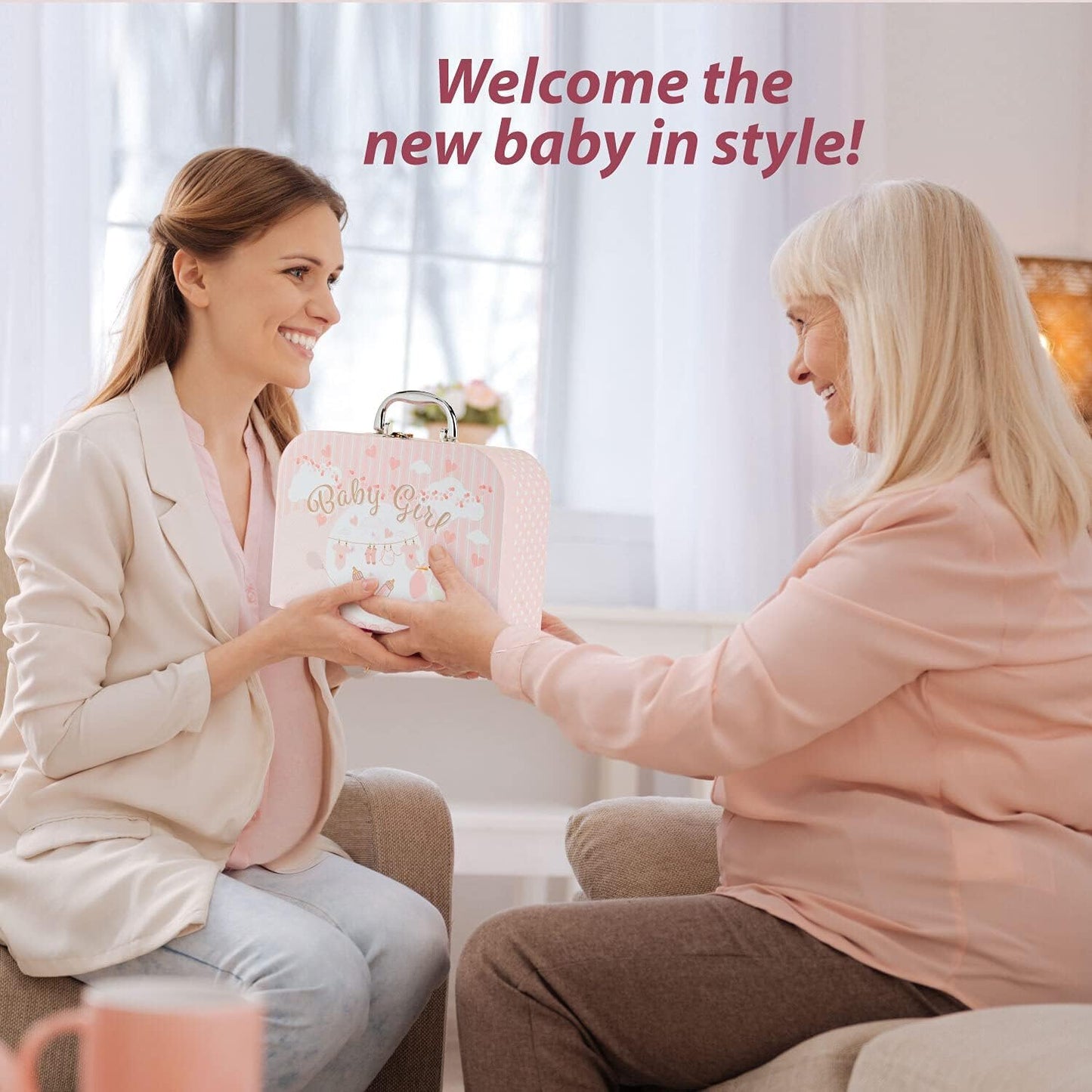 Presentes para meninos - Presentes para recém-nascidos, Presentes para chá de bebê, Cesta para bebês, Cesta para bebês, Presentes para meninas - 7 itens essenciais para meninas com cesta para recém-nascidos, Presentes para bebês