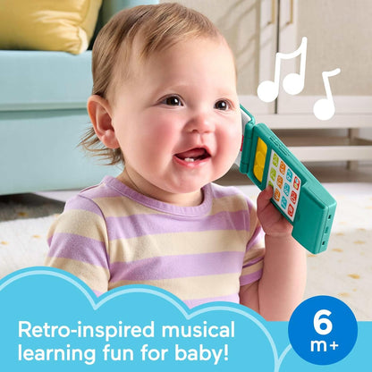 Fisher-Price Baby Toy Flip Phone Laugh & Learn Musical Learning Activity for Toddler Faming Play Infants Ages 6+ Months Version Multilanguage, JMM31