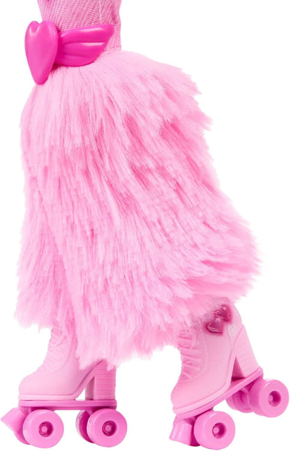 Barbie Dream Besties Boneca e Acessórios, Barbie “Brooklyn” Boneca Fashion Articulada de Patins com Cabelo Castanho Escuro, 9 Peças Temáticas de Música e Vídeo, JFX97