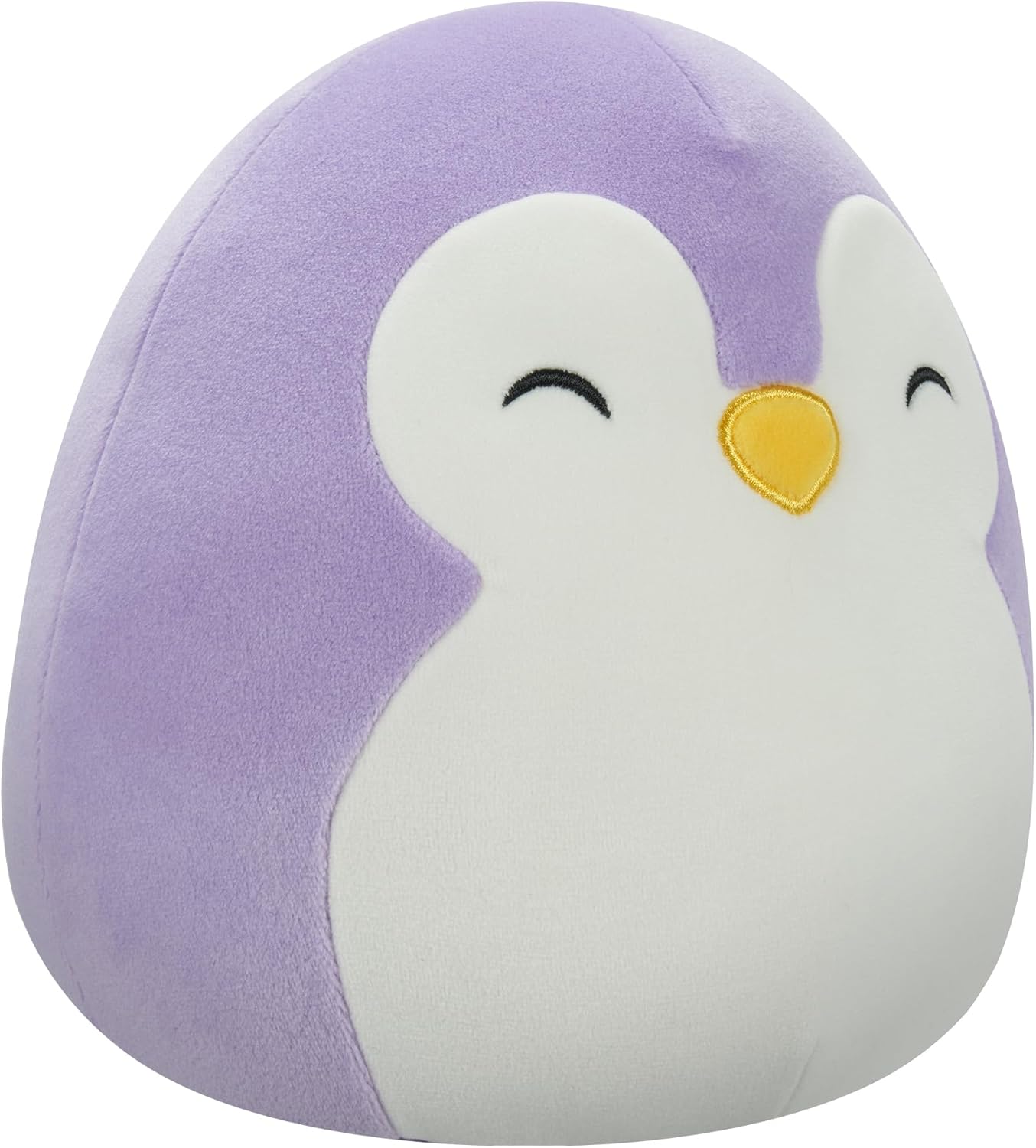 Squishmallows Original 7,5 polegadas - Elle, a pinguim roxa com olhos fechados e barriga branca