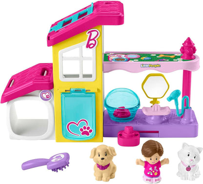 Fisher-Price Little People Barbie Brinquedo para Crianças Pequenas: Spa para Animais de Estimação com Música e Sons para Brincar de Faz de Conta - HJW76