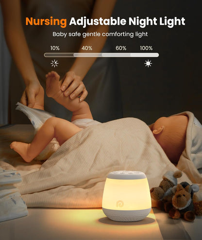 Dreamegg  Máquina de ruído branco, máquina de som portátil com 8 luzes noturnas para bebês, máquina de som de ruído branco com 24 rodadas, ruído branco rosa para viagens no berçário do sono, presente para auxílio ao sono para bebês e crianças pequenas