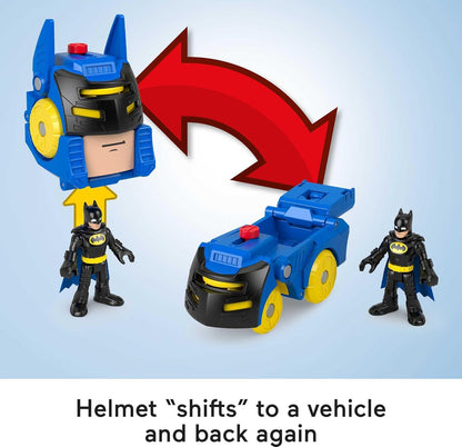 FP PRECOOL Fisher-Price Imaginext DC Super Friends Head Shifters Batman e Batmóvel transformável para brincadeiras de faz-de-conta a partir de 3 anos, HGX91, Multicolorido