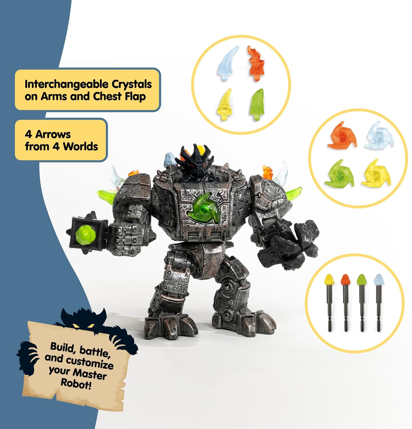 SCHLEICH Criaturas de Eldrador - Conjunto de 20 peças com Robô Mestre, Miniaturas e Armas - Figuras de Ação Articuladas para Meninos e Meninas - Conjunto de Brinquedos com Robôs de 23 cm - Crianças a partir de 7 anos | 42549