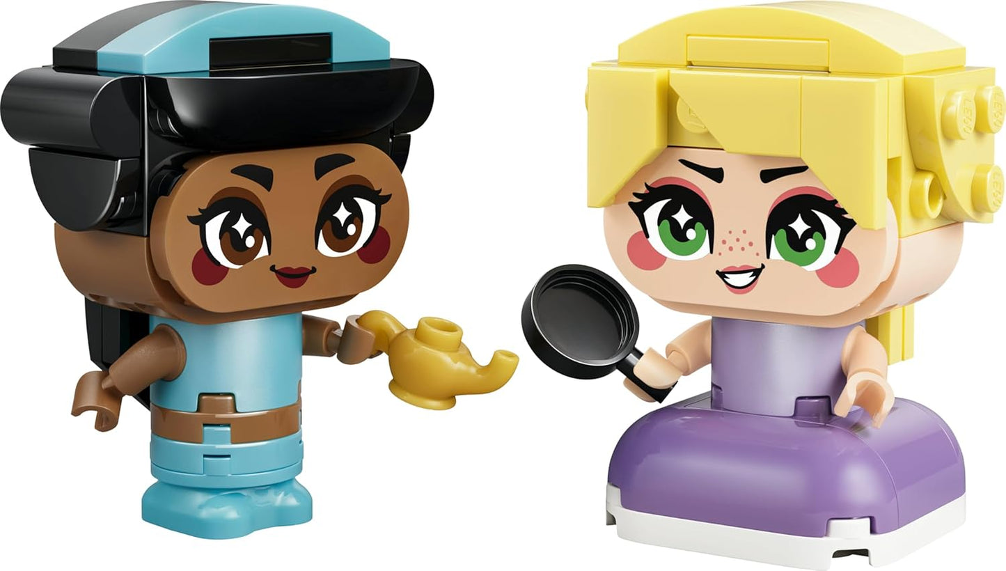 LEGO|Disney Princesas Miniatura Jasmine e Rapunzel - Brinquedo Colecionável com 2 Mini Bonecas e Acessórios, incluindo uma Lâmpada Mágica - Pequeno Presente para Meninas e Fãs a partir de 5 Anos - 43303