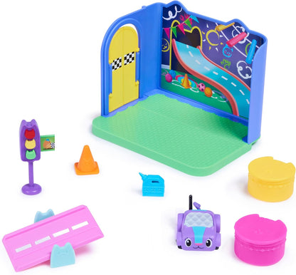 Gabby’s Dollhouse, Sala de Brincar Carlita Purr-ific com Carrinho de Brinquedo Carlita, Acessórios, Móveis e Entregas para Casa de Bonecas, Brinquedos Infantis para Crianças a partir de 3 Anos