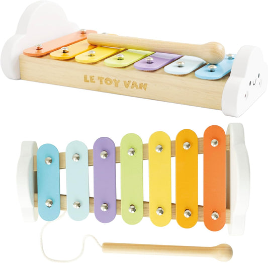 Le Toy Van – Xilófono musical de madera | Colorido juguete musical para niñas y niños con 7 encantadoras notas sonoras, apto para niños a partir de 18 meses