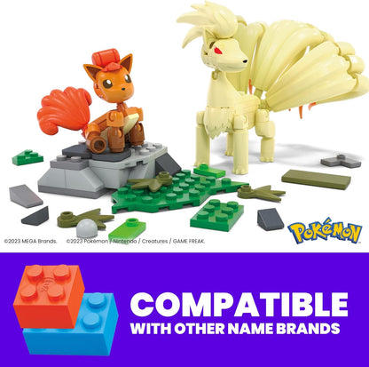 MEGA Conjunto de construção de bonecos de ação Pokémon, Eevee com 323 peças e estilo pixel retrô, para decoração de mesa ou parede, brinquedo de construção e exibição para colecionadores, HTH78