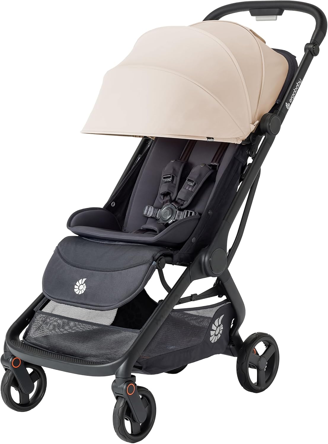 Ergobaby Carrinho de Bebê Metro3 com Função de Reclinação, Ideal para Bebês de 0 a 4 Anos (do Nascimento até 22kg), Dobrável e Compatível com Bebê Conforto, Alça Ajustável em Altura, Assento Ergonômico, Bege Natural