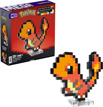 MEGA Conjunto de construção de bonecos de ação Pokémon, Eevee com 323 peças e estilo pixel retrô, para decoração de mesa ou parede, brinquedo de construção e exibição para colecionadores, HTH78