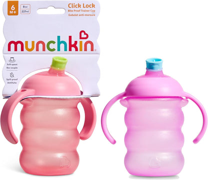 Munchkin Copo com Bico Click Lock | Kit com 2 | 6m+ | 236 ml | Rosa/Roxo
