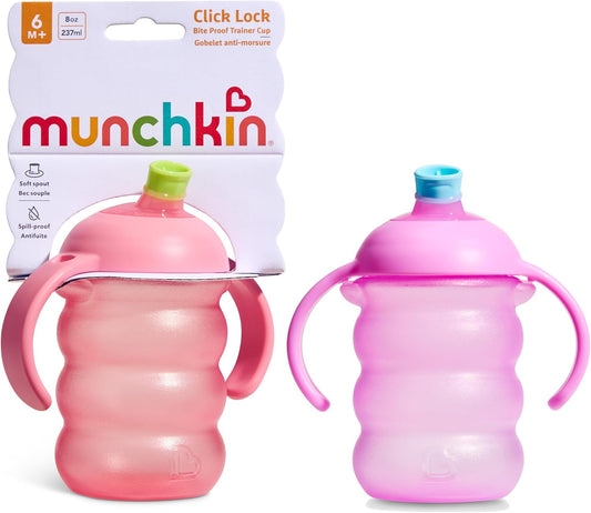 Munchkin Copo com Bico Click Lock | Kit com 2 | 6m+ | 236 ml | Rosa/Roxo