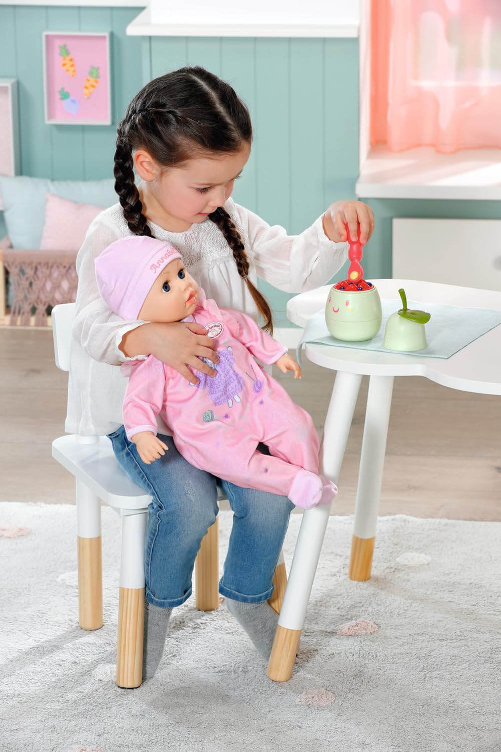 Conjunto para Almoço Baby Annabell 707494 - Lancheira em formato de pera para bebês Baby Annabell de 36 cm e 43 cm - Requer 3 pilhas LRAA (inclusas) - Indicado para crianças a partir de 3 anos