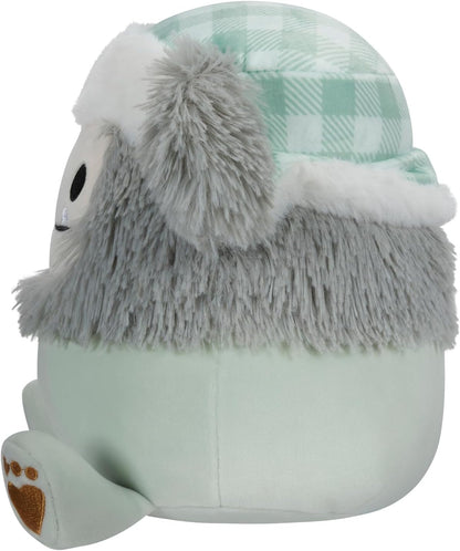 Squishmallows Evita the Grey Bigfoot original de 7,5 polegadas com chapéu Trapper de pelúcia ultramacia de tamanho pequeno