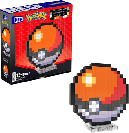 MEGA Brinquedo de Montar Pokémon com Figura de Ação, Pokébola com 381 Peças, 15 cm de Altura, para Colecionadores