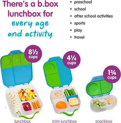 b.box Lancheira | Caixa Bento Grande com 4 Compartimentos (2 à Prova de Vazamentos), Divisória Removível, Bolsa Térmica de Gelo | Ideal para a Escola | a partir de 3 anos | Capacidade de 2L
