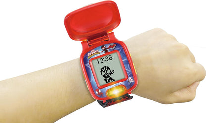 Relógio de Aprendizagem Giratório VTech Homem-Aranha e seus Incríveis Amigos, Relógio Oficial do Homem-Aranha com 4 Jogos Divertidos, Tela LCD, 9 Mostradores Digitais, Indicado para Crianças de 3, 4, 5+ Anos, Versão em Inglês