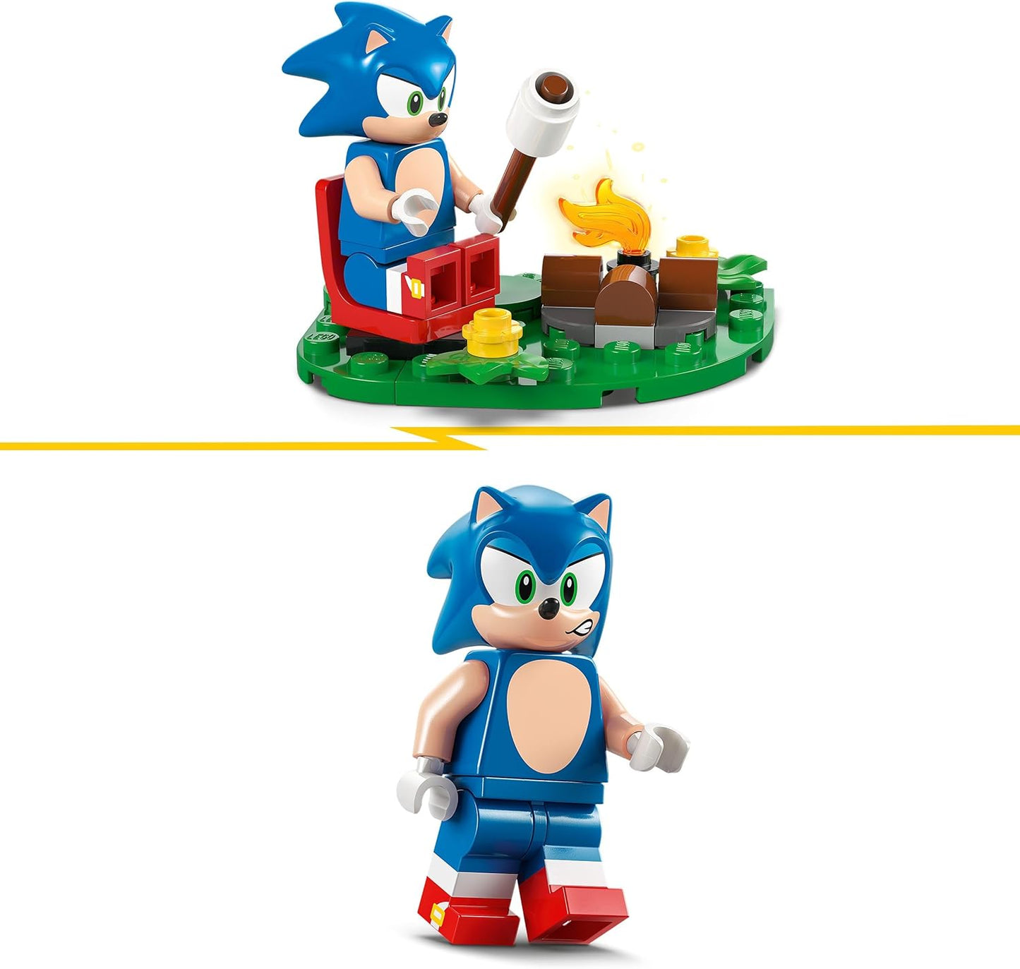 LEGO Sonic the Hedgehog: conjunto Sonic's Campfire Clash, brinquedo de construção colecionável com 4 personagens, anéis de ouro e uma esmeralda do caos, presentes para jogadores, meninos e meninas a partir de 7 anos
