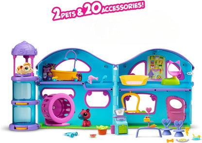 Littlest Pet Shop Conjunto Série 2 | Conjunto LPS com 2 miniaturas de animais de estimação, 20 acessórios, 1 cartão colecionável e 1 código virtual | Brinquedos colecionáveis de animais para meninas e meninos