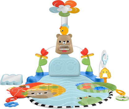 Fisher-Price Tapete de atividades 3 em 1 para bebês, com função de chute e balanço, brinquedo sensorial para desenvolvimento infantil a partir de 0 meses, JMT98