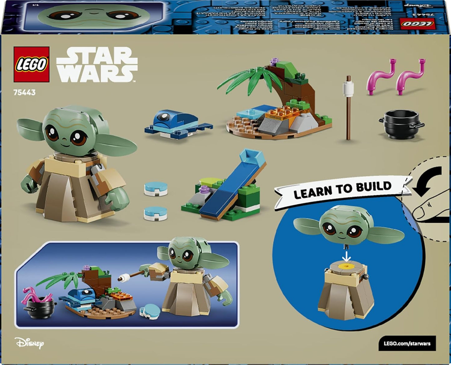 LEGO 75443 Star Wars Fazenda do Grogu - Brinquedo de Construção com Figura do Grogu e Sapo Sorgan, Catapulta e Macarons Azuis - Presente para Meninos e Meninas a partir de 4 Anos e Fãs de The Mandalorian