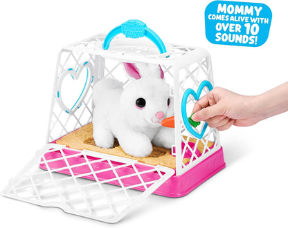 Pets Alive Mommy Bunny & Baby Surprise da ZURU, brinquedo surpresa eletrônico robótico realista de pelúcia macia para crianças.