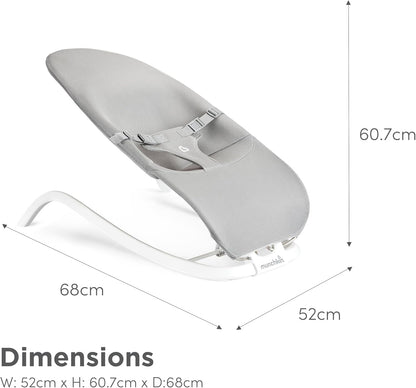 Munchkin 2 em 1 Spring Baby Bouncer Rocker - Balanço suave para bebês do nascimento aos 9 kg (20 lb). Balanço com 3 posições de reclinação, leve, dobrável para fácil armazenamento e transporte, cinza