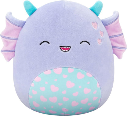 Squishmallows Original Strobe de 7,5 polegadas, o monstro roxo do pântano com corações de pelúcia dos namorados