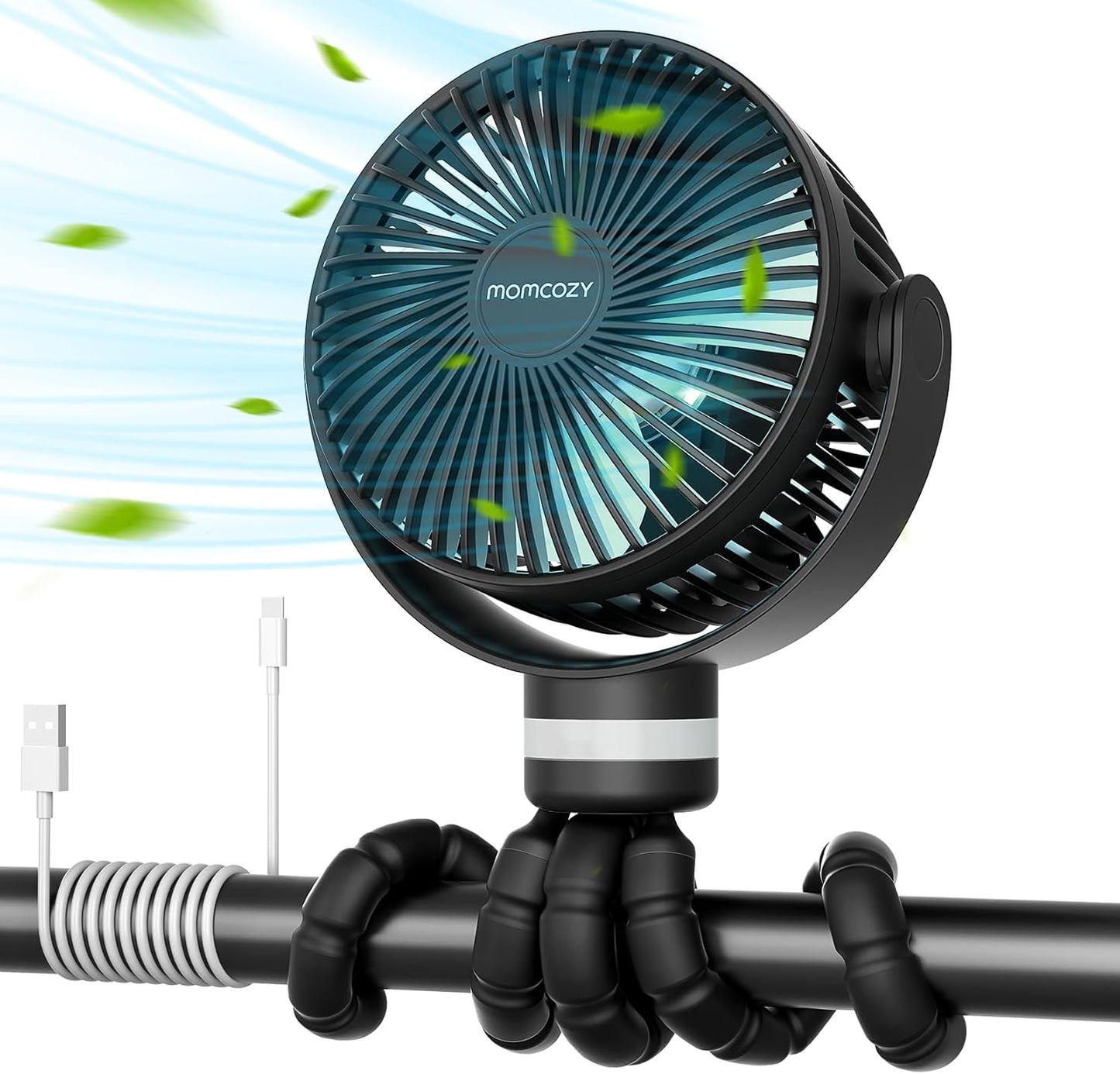 Momcozy Ventilador portátil para carrinho de bebê, 8000mAh, bateria ultralonga de 27 horas