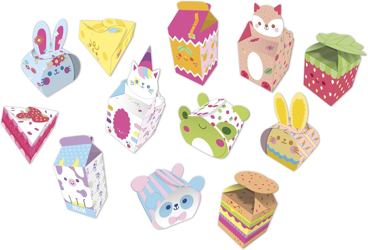 Janod - 12 Caixas de Papel Kawaii para Fazer - 12 Desenhos + 1 Folha de Adesivos - Faça Você Mesmo - Les Ateliers Du Calme - Kit de Lazer Criativo Infantil - Destreza e Concentração - A partir de 7 Anos - J09164