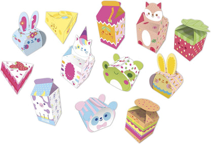 Janod - 12 Caixas de Papel Kawaii para Fazer - 12 Desenhos + 1 Folha de Adesivos - Faça Você Mesmo - Les Ateliers Du Calme - Kit de Lazer Criativo Infantil - Destreza e Concentração - A partir de 7 Anos - J09164
