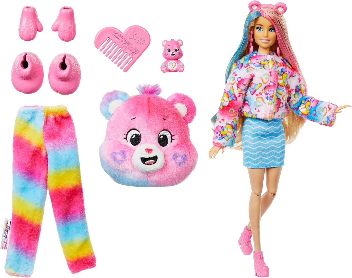 Barbie Cutie Reveal Ursinhos Carinhosos com Boneca e Acessórios, Série 2 Ursinho da União com 10 Surpresas, Incluindo Mudança de Cor e Mini Ursinho, JFV60