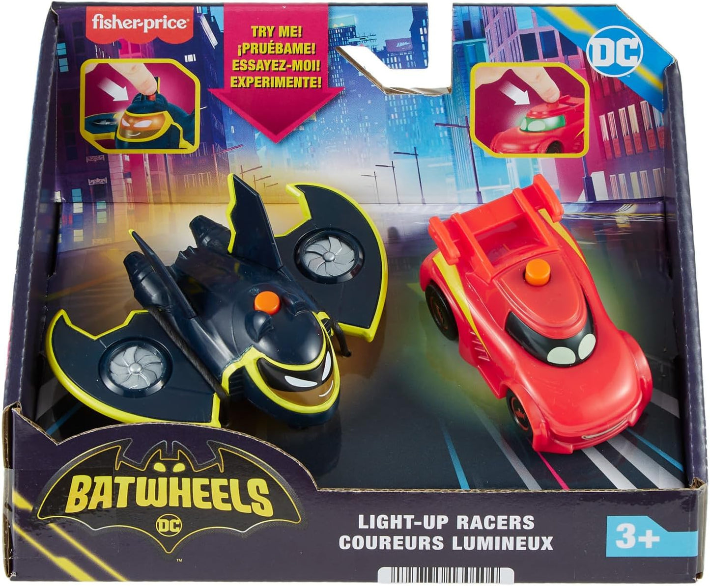 Fisher-Price DC Batwheels Carrinhos de Brinquedo com Luzes em Escala 1:55, Redbird e Batwing, Conjunto com 2 Carrinhos, Ideal para Crianças a partir de 3 Anos, HML26