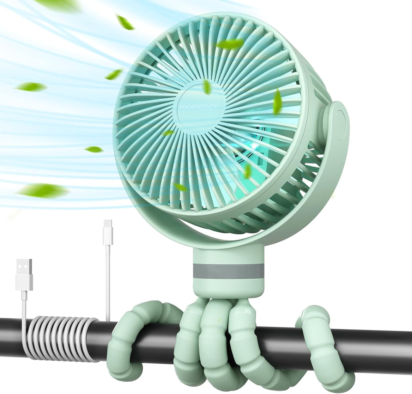 Momcozy Ventilador portátil para carrinho de bebê, 8000mAh, bateria ultralonga de 27 horas