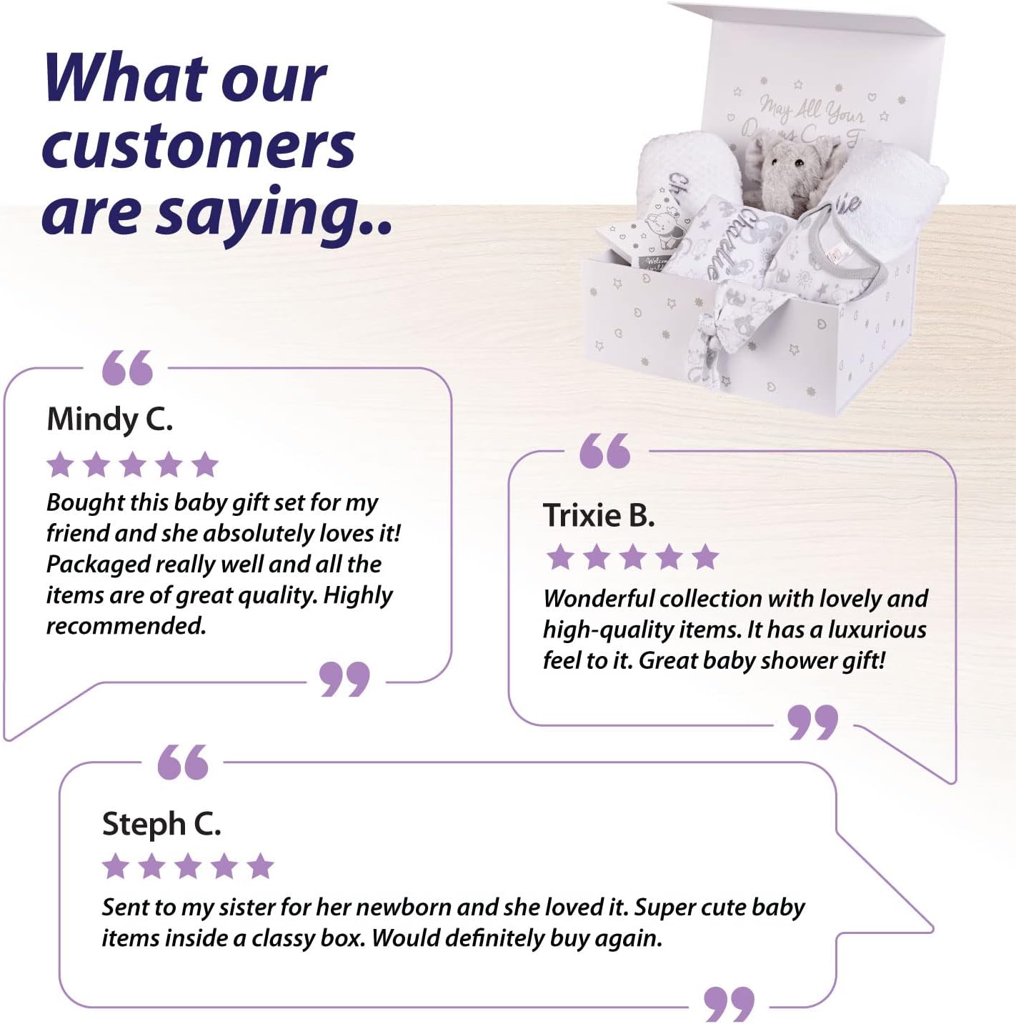 Baby Box Shop Conjunto de presentes personalizados para bebês Caixa de presente unissex, presentes para meninos e meninas, loja de caixas de bebê Conjunto de presentes unissex para bebês 7 itens essenciais para presentes de recém-nascidos