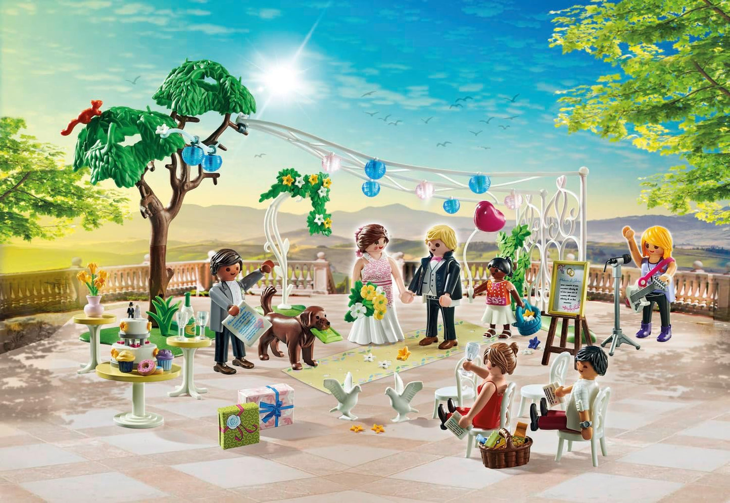 Playmobil  71365 Pacote promocional de recepção de casamento City Life, casamento romântico para encenar, com decorações e vários convidados e animais, dramatização cerimonial, conjunto de brinquedos adequado para crianças a partir de 4 anos
