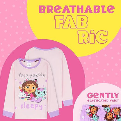 Gabby's Dollhouse, Conjunto de pijama infantil 2 peças, pijama comprido, roupa de dormir macia.