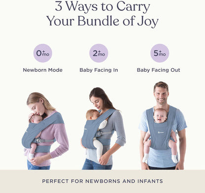 Ergobaby Canguru Embrace Cozy para Recém-Nascido (3-11 kg), Malha Ponte, Azul Oxford