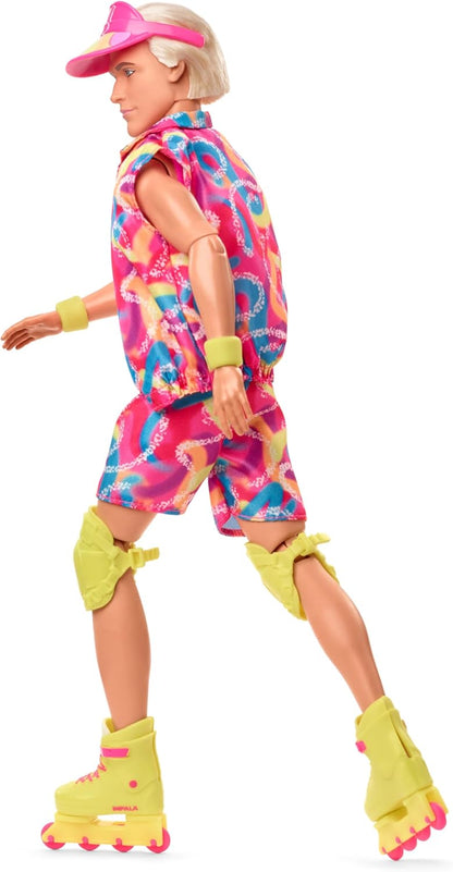 Barbie Boneco Ken colecionável da do filme, vestindo roupa de patins retrô e patins em linha, JBJ51