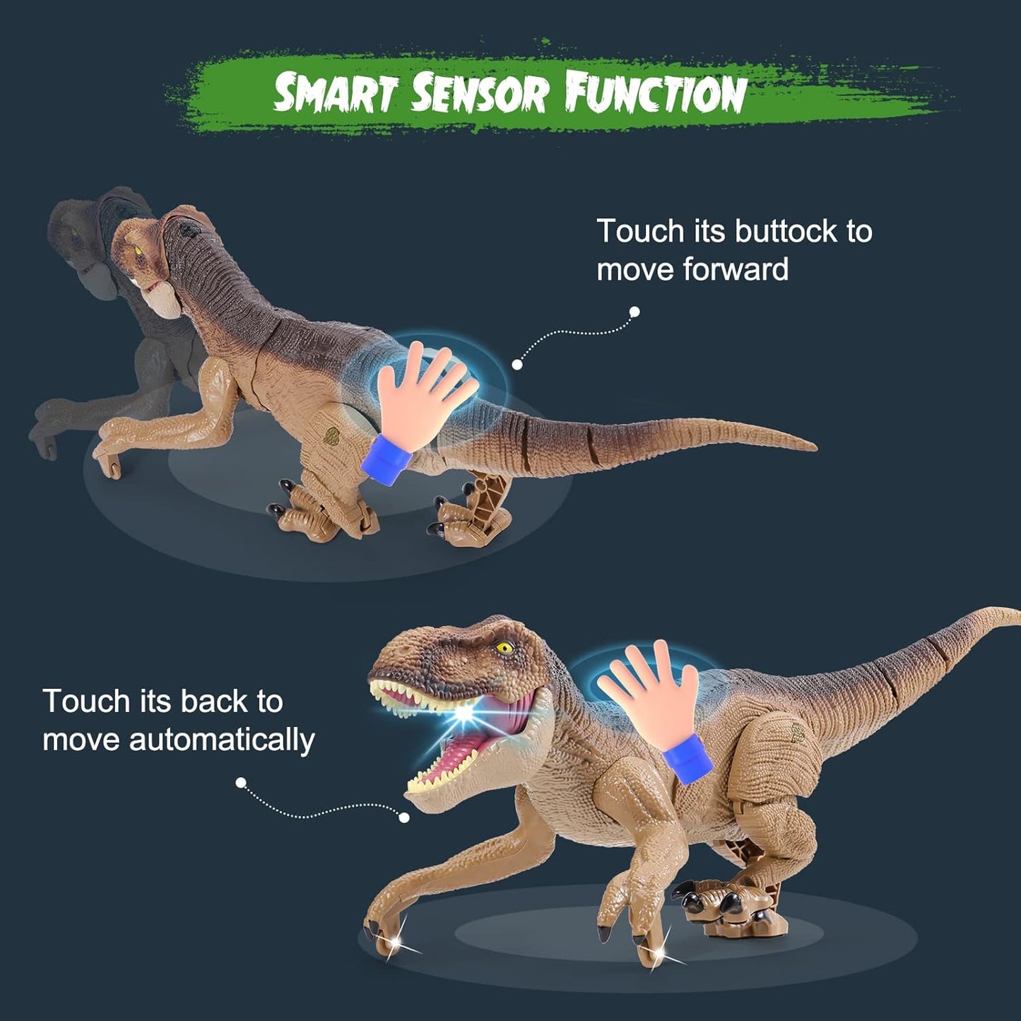 Dinossauro de Controle Remoto para Meninos - Robô Dinossauro T-Rex Andante - Presente de Aniversário para Crianças de 3 a 9 Anos - Sons Realistas e Spray