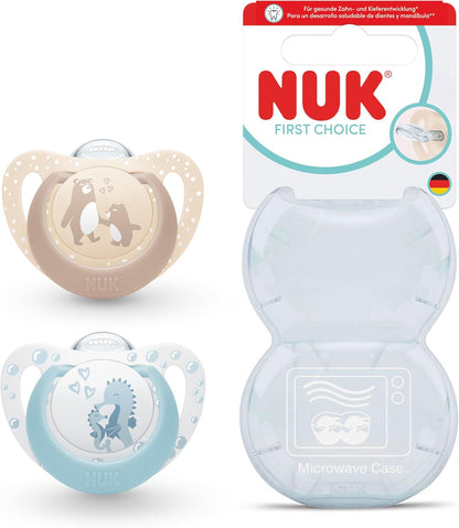 NUK Chupetas First Choice | 0-6 Meses | Chupetas Ortodônticas | Acalmam 99% dos bebês** | Urso e Cavalo-marinho | 2 unidades