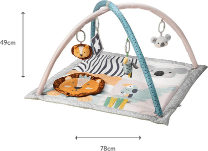 Nuby Animal Adventures Baby Play Mat – Ginásio de atividades de brinquedo com brinquedos sensoriais e base acolchoada para o tempo de barriga para baixo, tamanho único