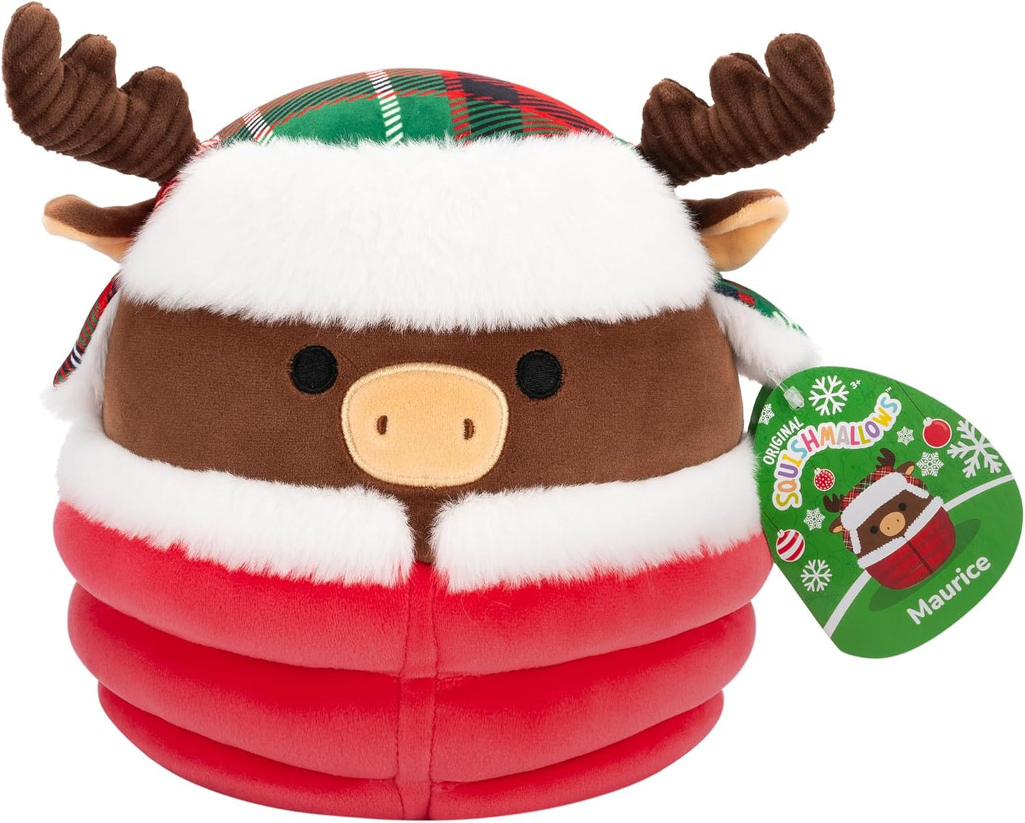 Squishmallows Original Maurice the Brown Moose de 7,5 polegadas com jaqueta Puffer